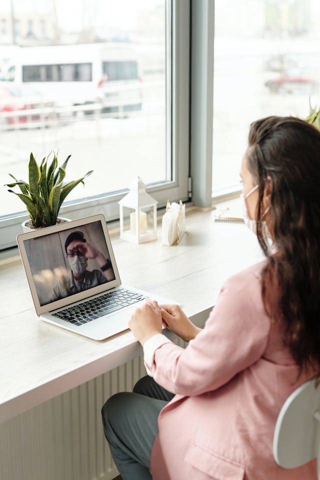 woman on video call